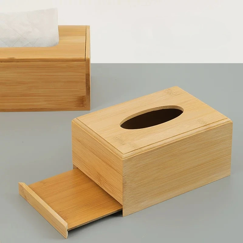 Simplicity Bamboo Tissue Box, Living Room Dining Table Napkin Holder, Home Kitchen Storage Supplies, Rectangular Storage Box 5