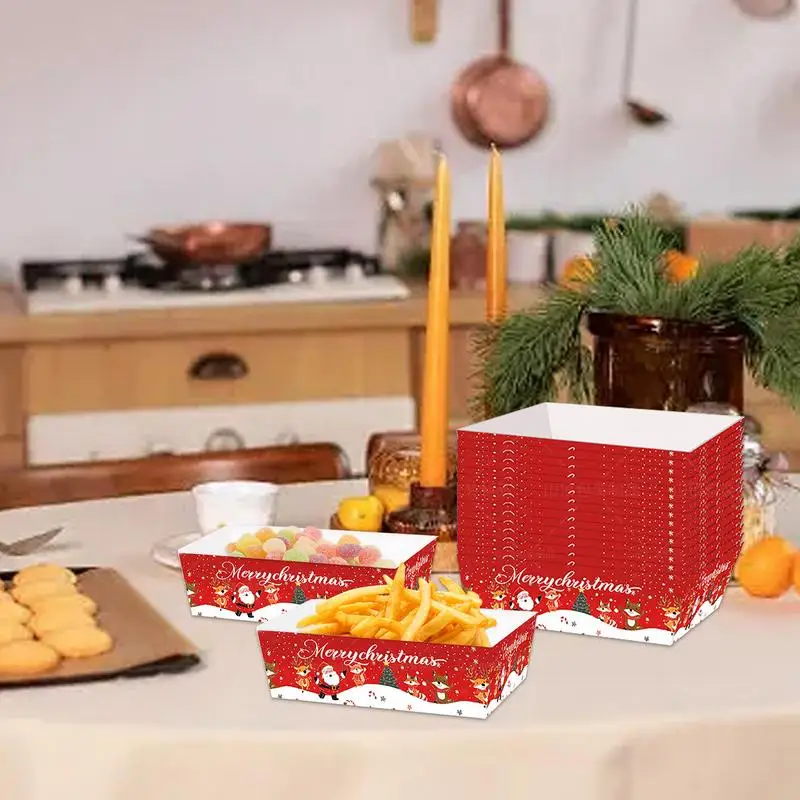 Christmas Paper Food Boats Christmas Snack Food Serving Boats Plates Paper Serving Tray Trays For Snacks