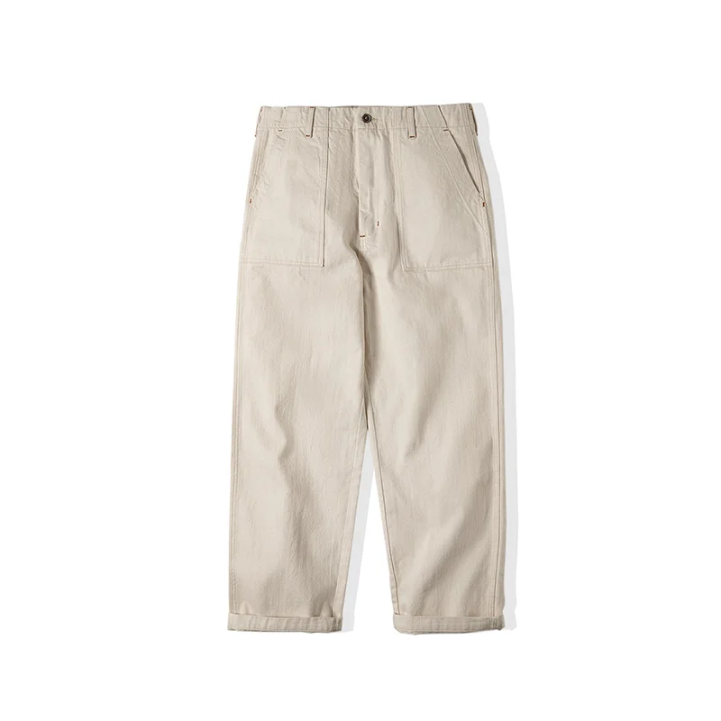 Maden Japanese Retro Cotton Seed Shell Rice White Casual jeans Loose Straight Long Pants Cargo Pants Sweatpants Men Trousers 6