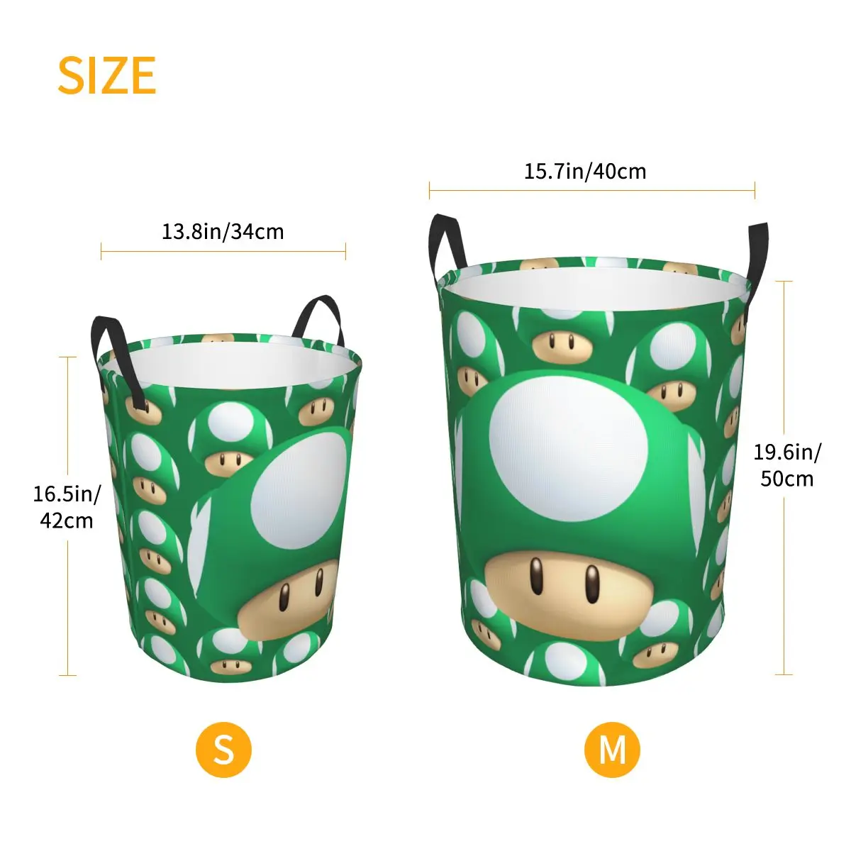 Custom Cartoon Marioed Super Mushroom Laundry Basket Collapsible Clothes Hamper for Nursery Kids Toys Storage Bag 6