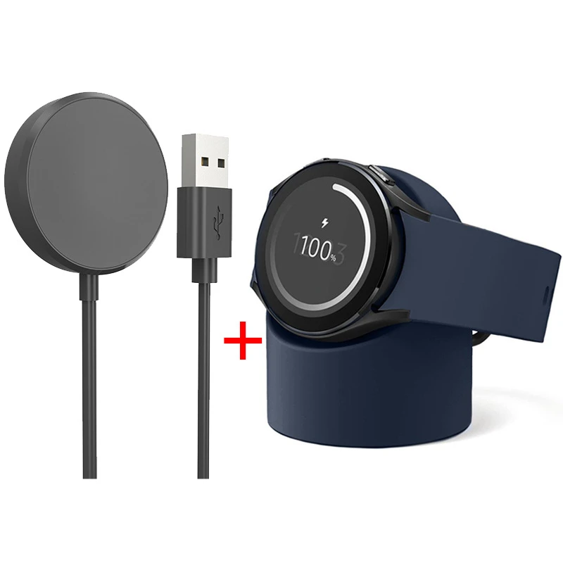 

Для Samsung Galaxy Watch 6 5 4 3 Беспроводная зарядная док-станция зарядный кабель + силиконовая подставка