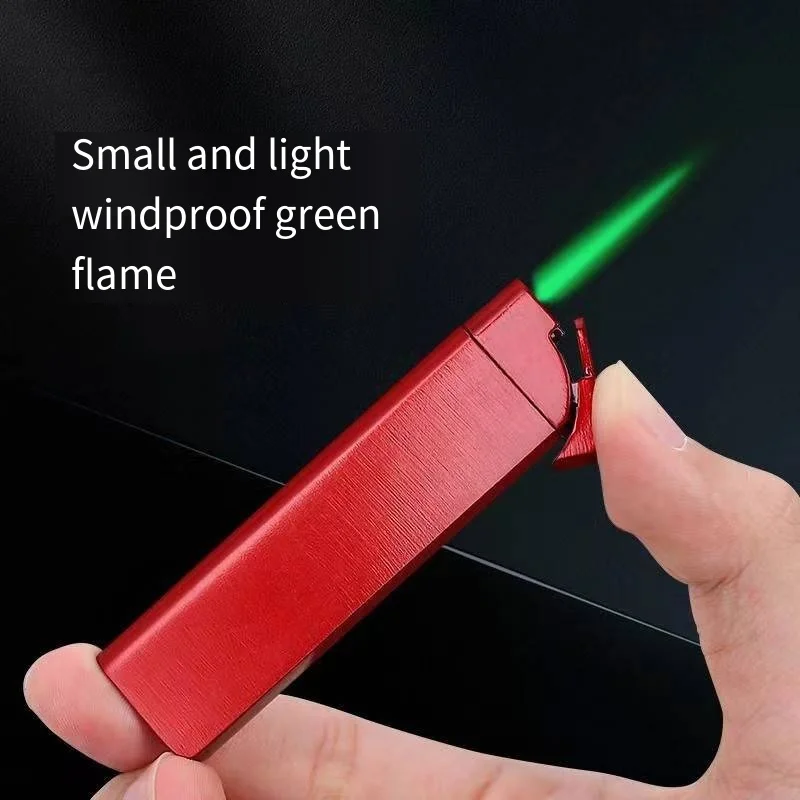 Mini Lighter Green Flame Straight To Ultra-Thin Zinc Alloy Personality Creative Lighter Portable Cigarette Accessories