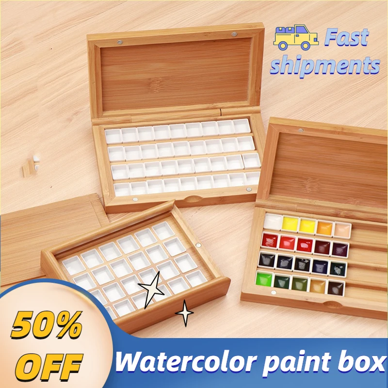 Mini Portable Watercolor Paint Box Metal Watercolor Sub-packing Box Pigment  Moisturizing Box Sketch Painting Art Supplies