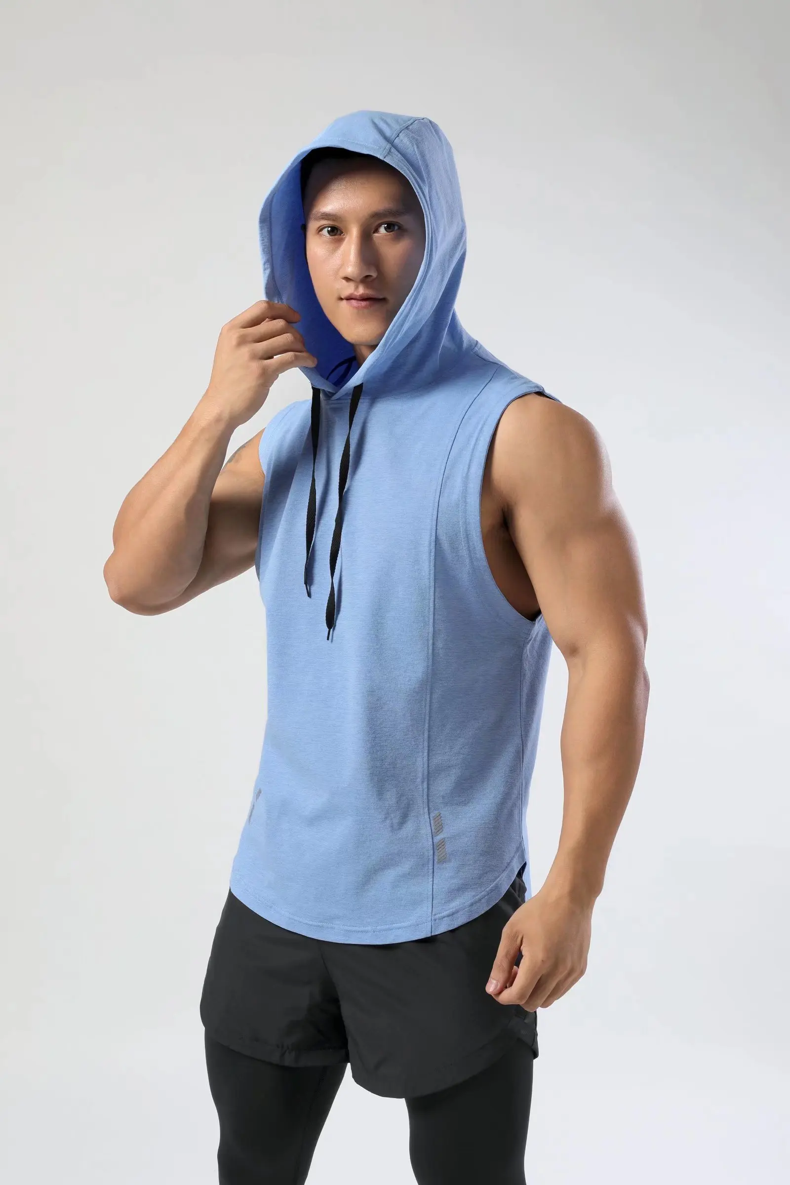 2022 New Gyms Clothing Mens Bodybuilding Hooded Tank Top Cotton Sleeveless Vest Sweatshirt Fitness Workout Sportswear Tops Male