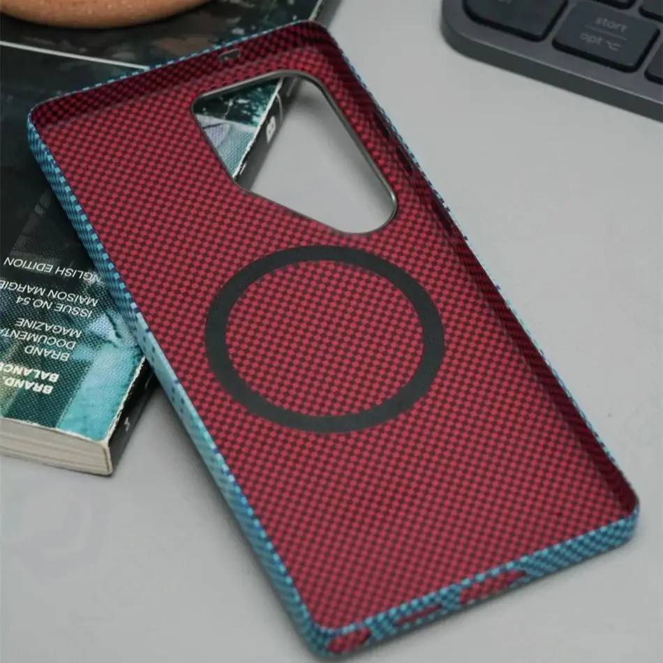 S25ultra Strong Mganetic Slim Armor Case For Magsafe Metal Len Carbon Fibre Patterned PC Cover For Samsung Galaxy S25 Ultra Plus 6