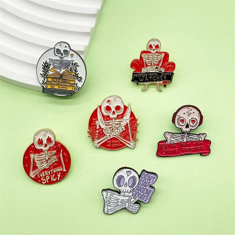 Personalized Punk Style Red Skull Design Metal Enamel Brooch Creative Fun  Bone Badge Pin Clothing Bag Accessories Jewelry Gift - AliExpress