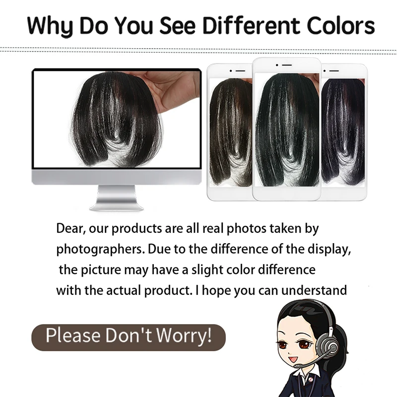 Women's synthetic hair bangs for ehead wig natural octagonal bangs 8-inch black brown suitable for daily wear