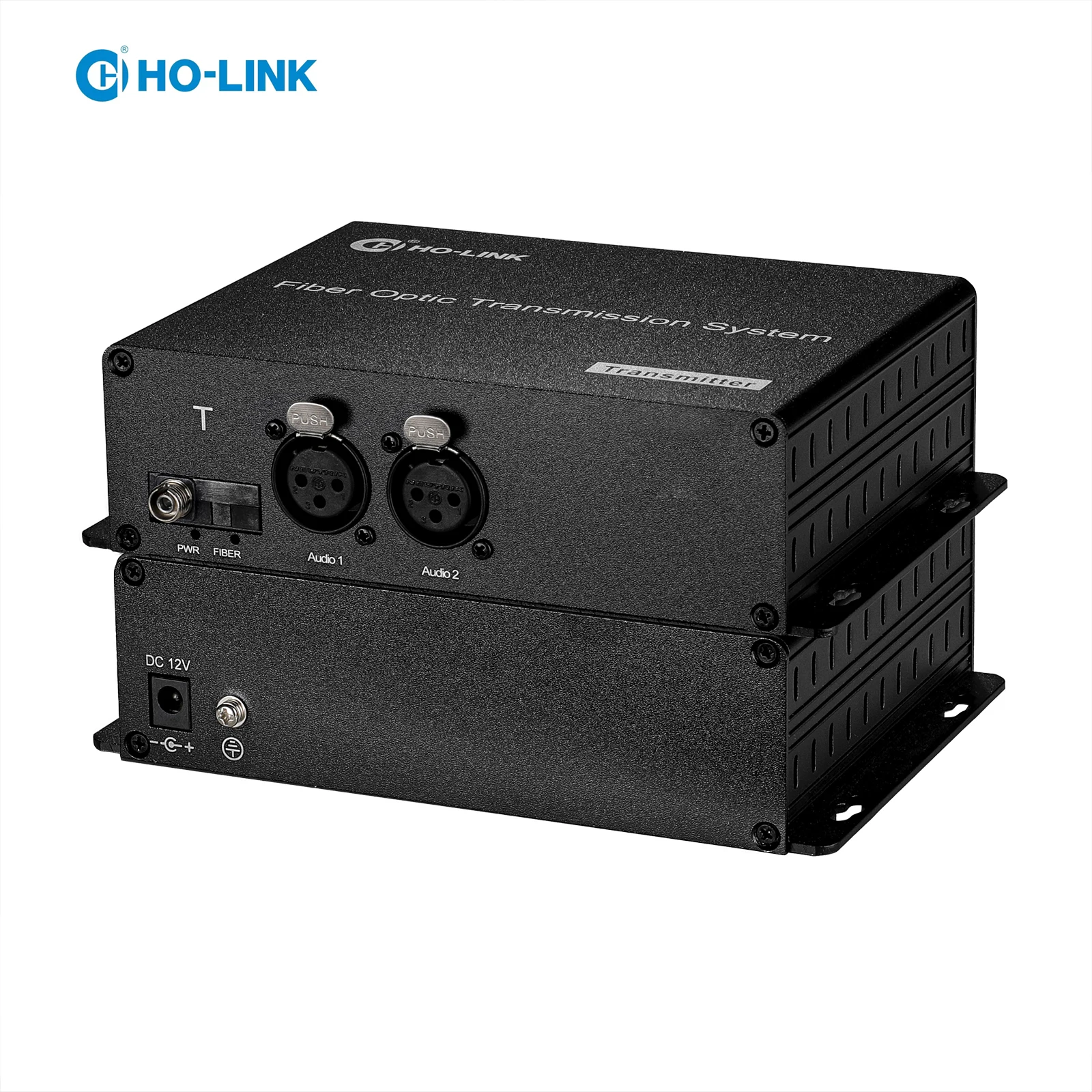Ho-link Desktop Type Broadcast 2 Channel Balanced XLR Audio to Fiber Optical Converter Extender 2 channel bi directional xlr audio to fiber converter balanced audio over fiber optical extender transceiver