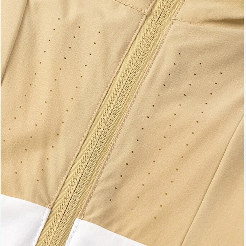 New Coat Men  Skin Clothes Elasticity Anti-UV Breathable Removable hat  Light Thin Splice Men summer Windbreaker
