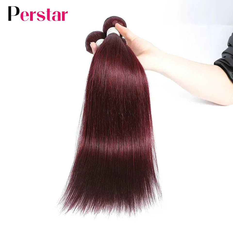 Perstar j color straight human hair bundles indian hair weave bundles pcs burgundy