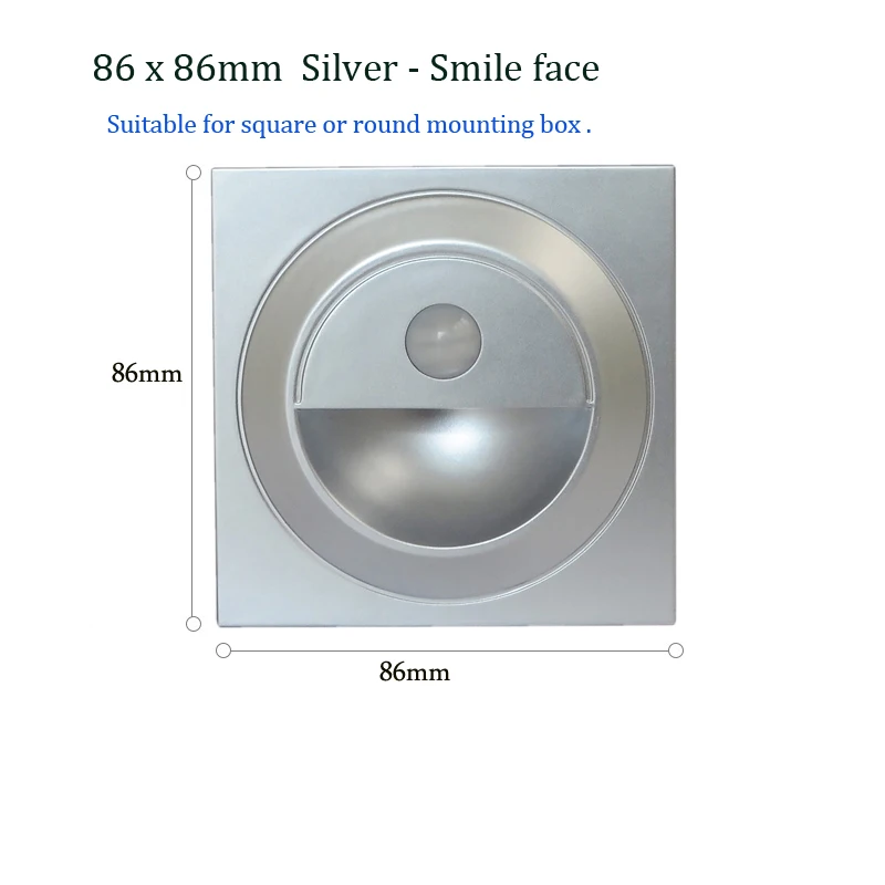 Sensor de movimiento PIR de 86 x 86 mm, luz LED para escaleras, redonda, cuadrada, 1,5 W, lámpara de esquina para pared, escalera, iluminación nocturna inteligente