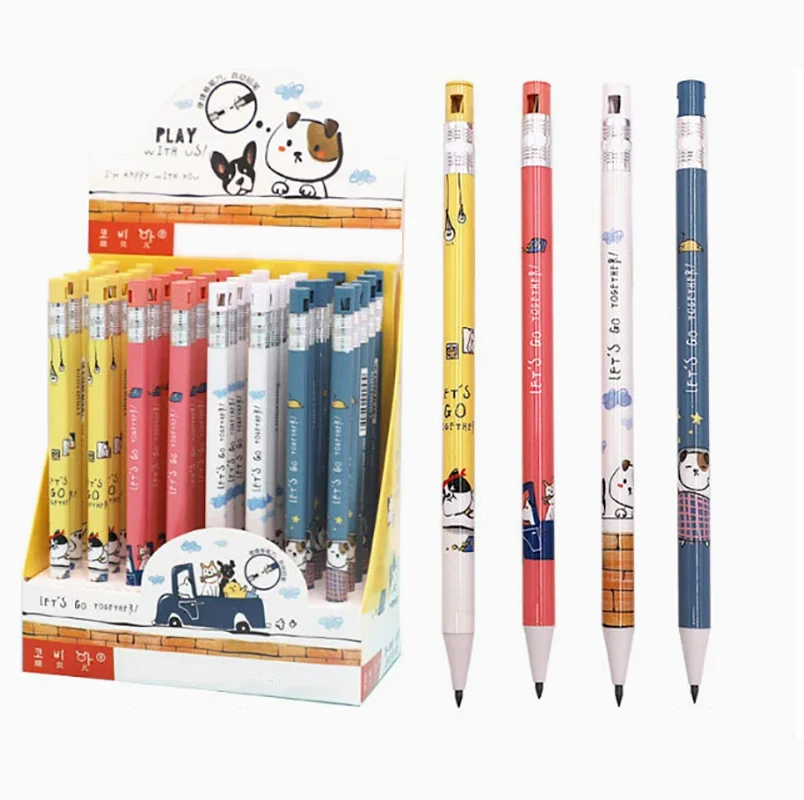 4Pcs/Set 2.0mm Kawaii Automatic Pencil Plastic Pencil Student Painting Writing Stationery School Office Supplies 4