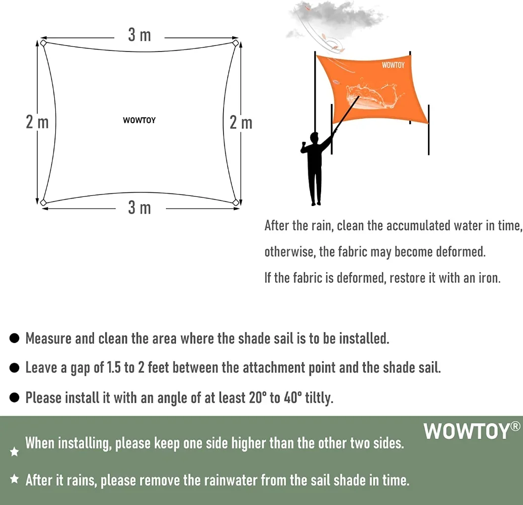 Outdoor Awnings 5X3M 4X3M 3X2M Shade Sails 185GSM Rectangle Awning Canopy Tent UV Block for Patio Garden Pools Outdoor Facility