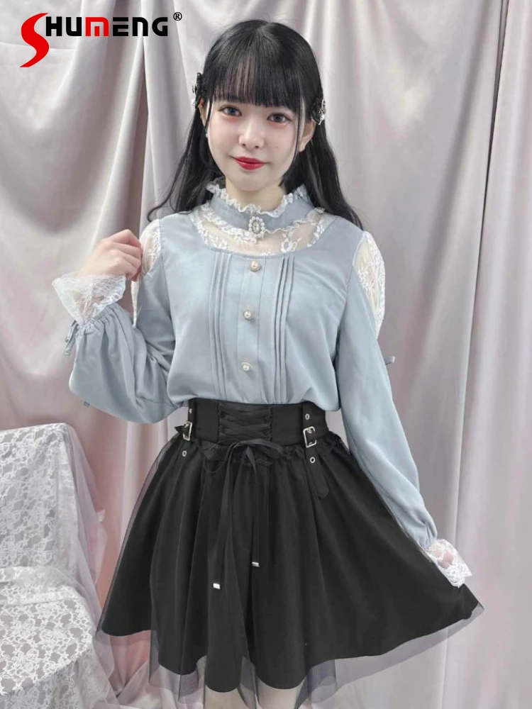 Rojita Sweet Black Gauze Short Skirt for Women 2023 Summer New Lolita Sweet Cool High Waisted Stitching Bow Mesh Mini Skirts