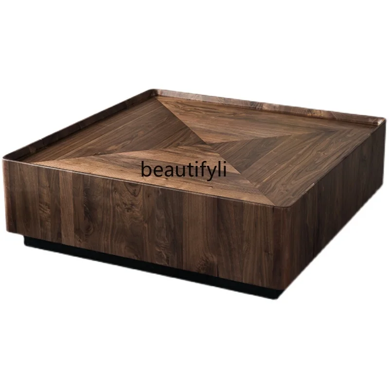 

Nordic Black Walnut Living Room Coffee Table Combination Small Apartment Italian Minimalist Cherrywood Storage Square Table