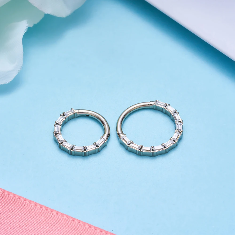 G23 Titanium 16G Hinged Segment Nose Ring CZ Septum Clicker Daith Earrings Hoop Ear Cartilage Tragus Helix Piercing Jewelry nose rings piercing jewelry body piercing earrings ear piercing jewelry hoop earrings body piercing jewelry body jewelry