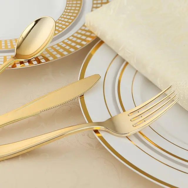 2203-c027e0.jpg Elegant 180-Piece Gold Disposable Cutlery Set