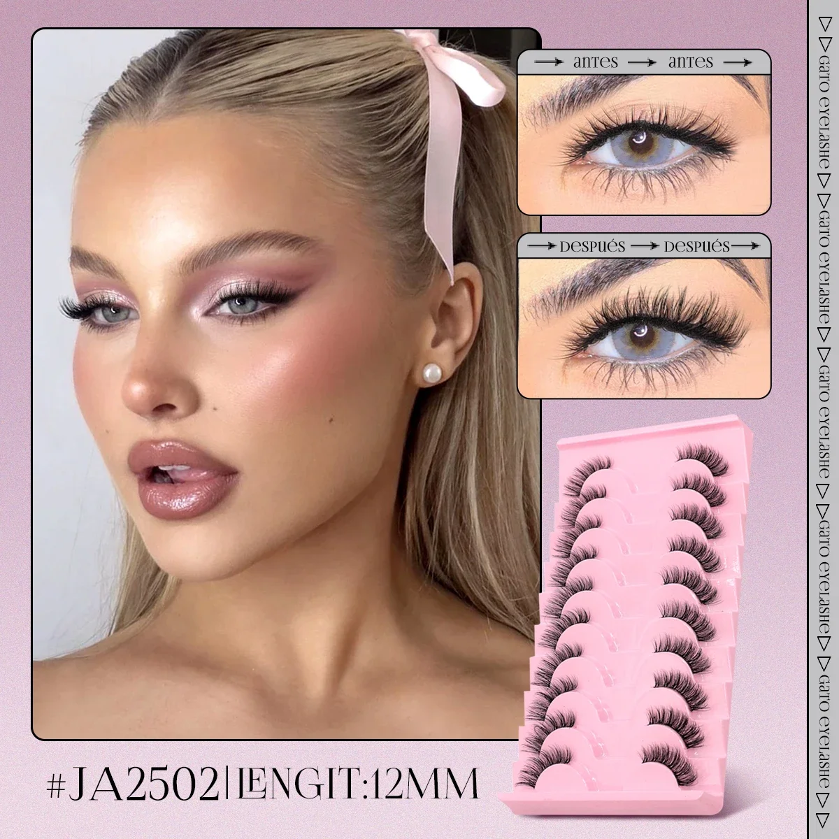 Half Fake Eyelashes GROINNEYA Soft Natural Cat Eye Lashes Natural Look Nvisible Band Fluffy Eyelashes