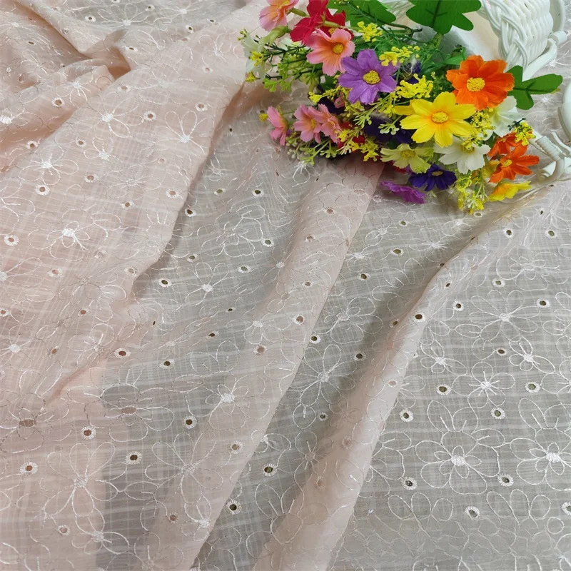 수 놓은 꽃 무늬 쉬폰 원단 봄 여름 패션 탑 드레스를위한 새로운 스타일 Cheongsam Hanfu 아동 의류 액세서리