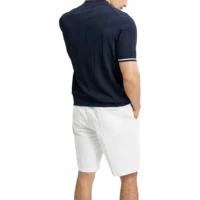 Polo en maille pour homme de luxe CH, col rabattu, demi-fermeture éclair, texture verticale, broderie logo rouge, tee-shirt d'été pour homme d'affaires élégant 5