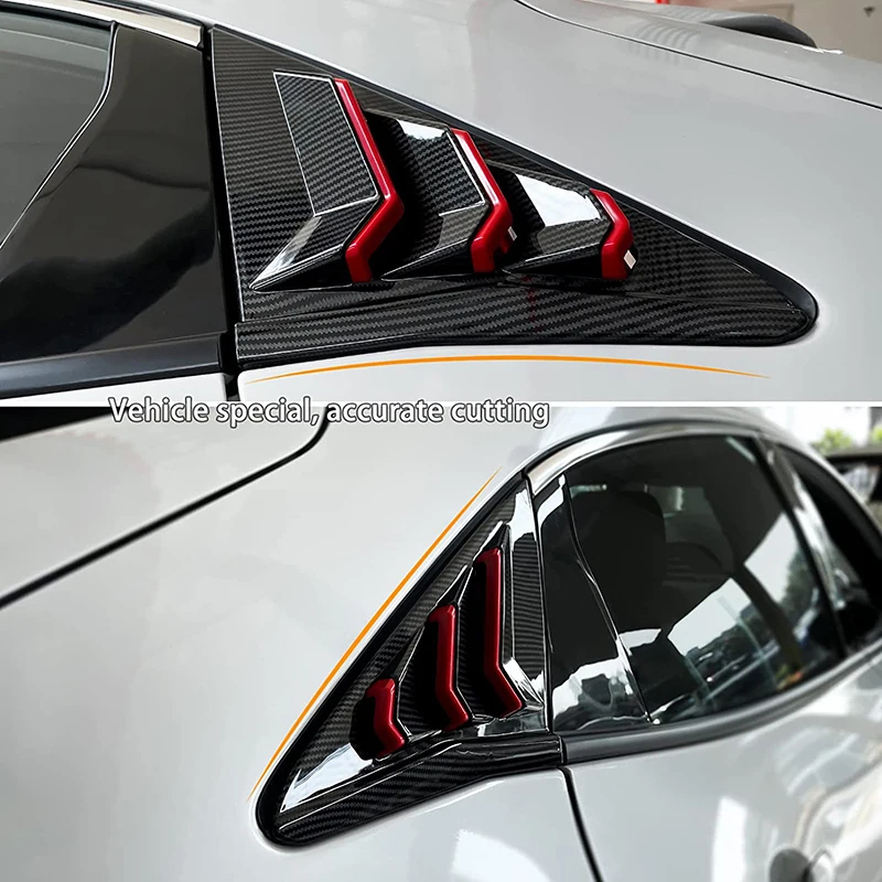 Rear Side Window Louvers Air Vent Scoop Shades Cover Blinds for Honda Civic Hatchback Type R 10th Gen (Not for Sedan)