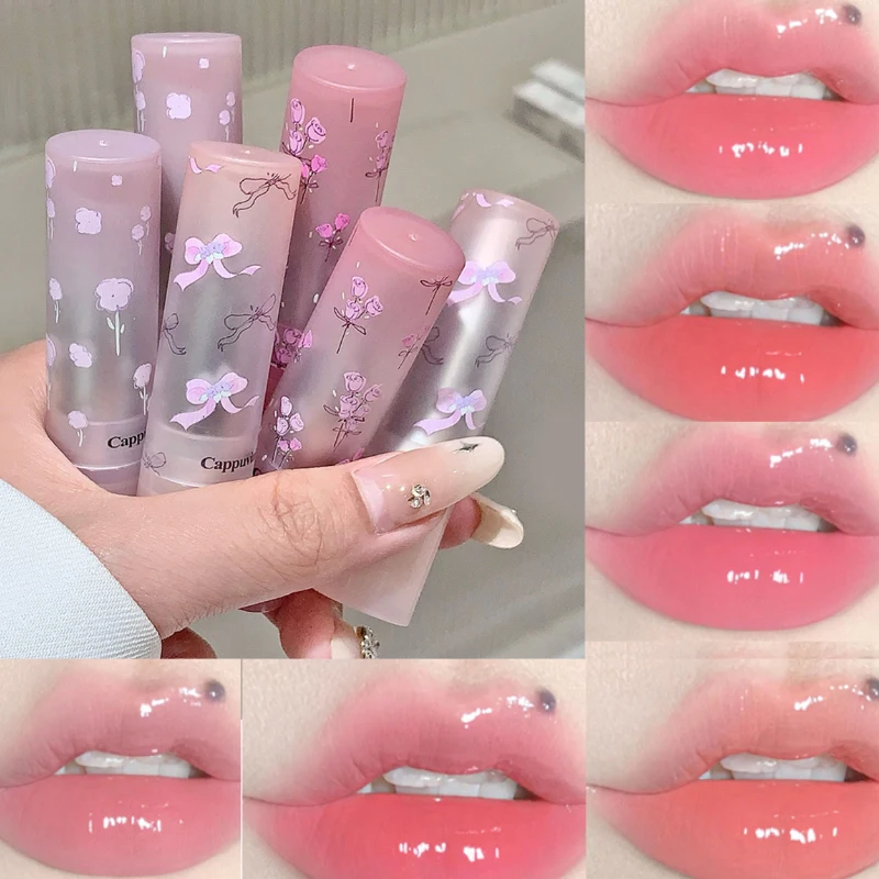 Floral Shine Lip Gloss Mirror - Long-Lasting, Non-Transfer Lip Glaze
