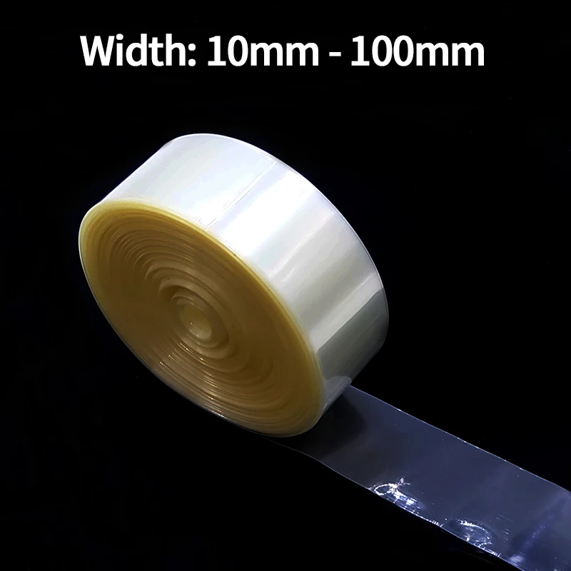 thumbnail image 1 of Paquete de tubos termorretráctiles de PVC para batería 18650 de 1/5/20 m, 10 mm ~ 100 mm, envoltura de película aislante, funda de cable de protección de litio transparente, 1 of 5