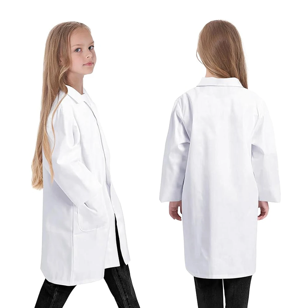 YiZYiF Déguisement Médecin Enfant Garçon Fille Blanche Blouse à Manche Longue Uniforme Cours