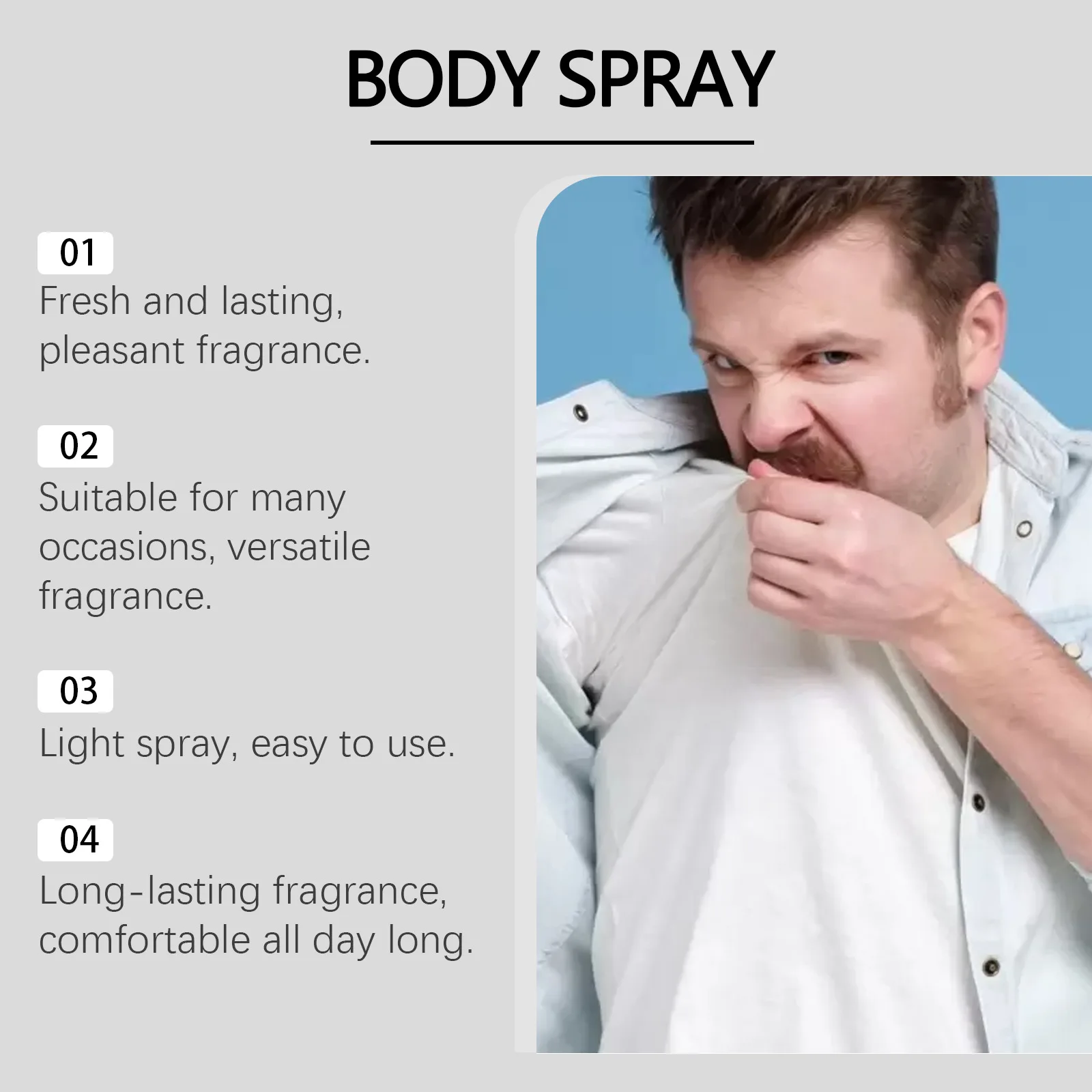 Men's Body Spray Series Refreshing Sweat-removing and Long-lasting Fragrance Portable Elegant and Fresh Niche Deodorant for Men