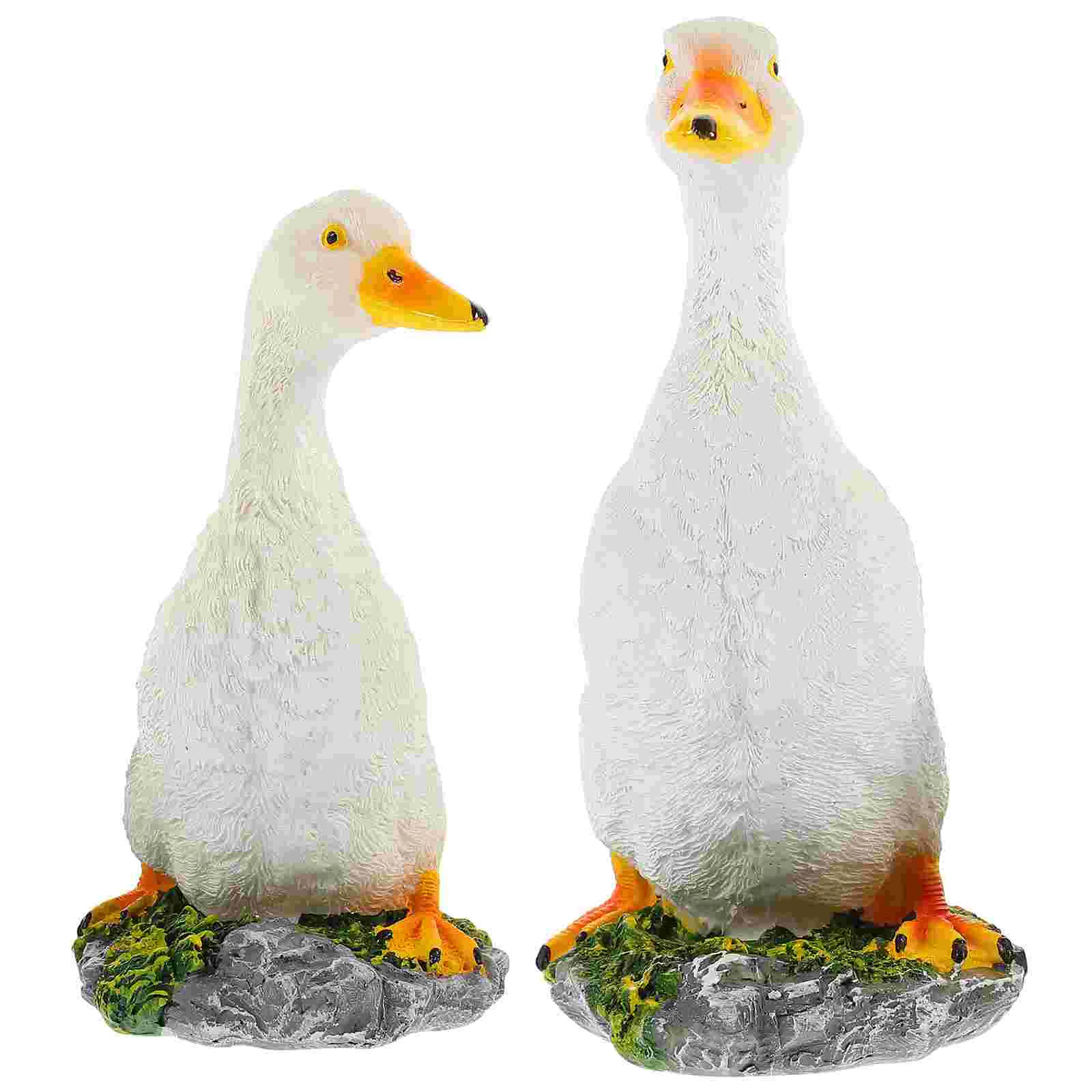 

2 Pcs Artificial Simulated Duck Ornaments Models Decorative Animal Sculpture Resin Craft
