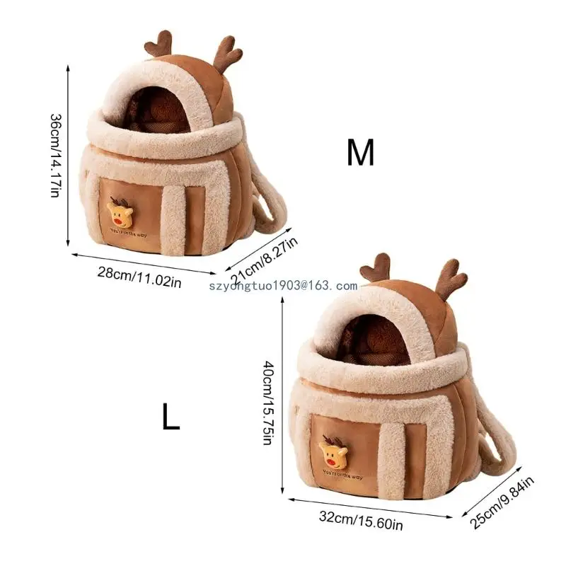 Pet Backpack Warm Travel Bag for Cat Dog Portable Small Animal Cage Outgoing Plush Bag Cat Winter Travel