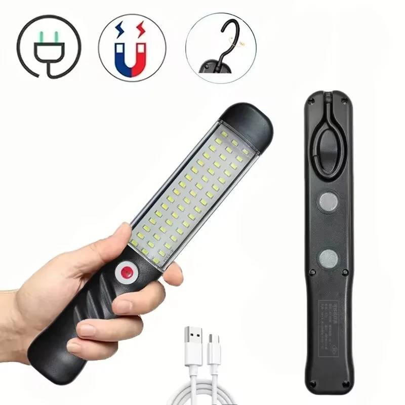 Repair Flashlight Auto Repair Work Light USB Rechargeable Flashlight Portable Emergency Lights Magnet Hook For Car Repair Fishing Emergencies