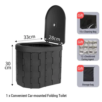WC Portatile per Campeggio, Toilette Pieghevole da Auto per Viaggi, Adatta ad Adulti, Bambini e Anziani, Antiodore e Antiscivolo