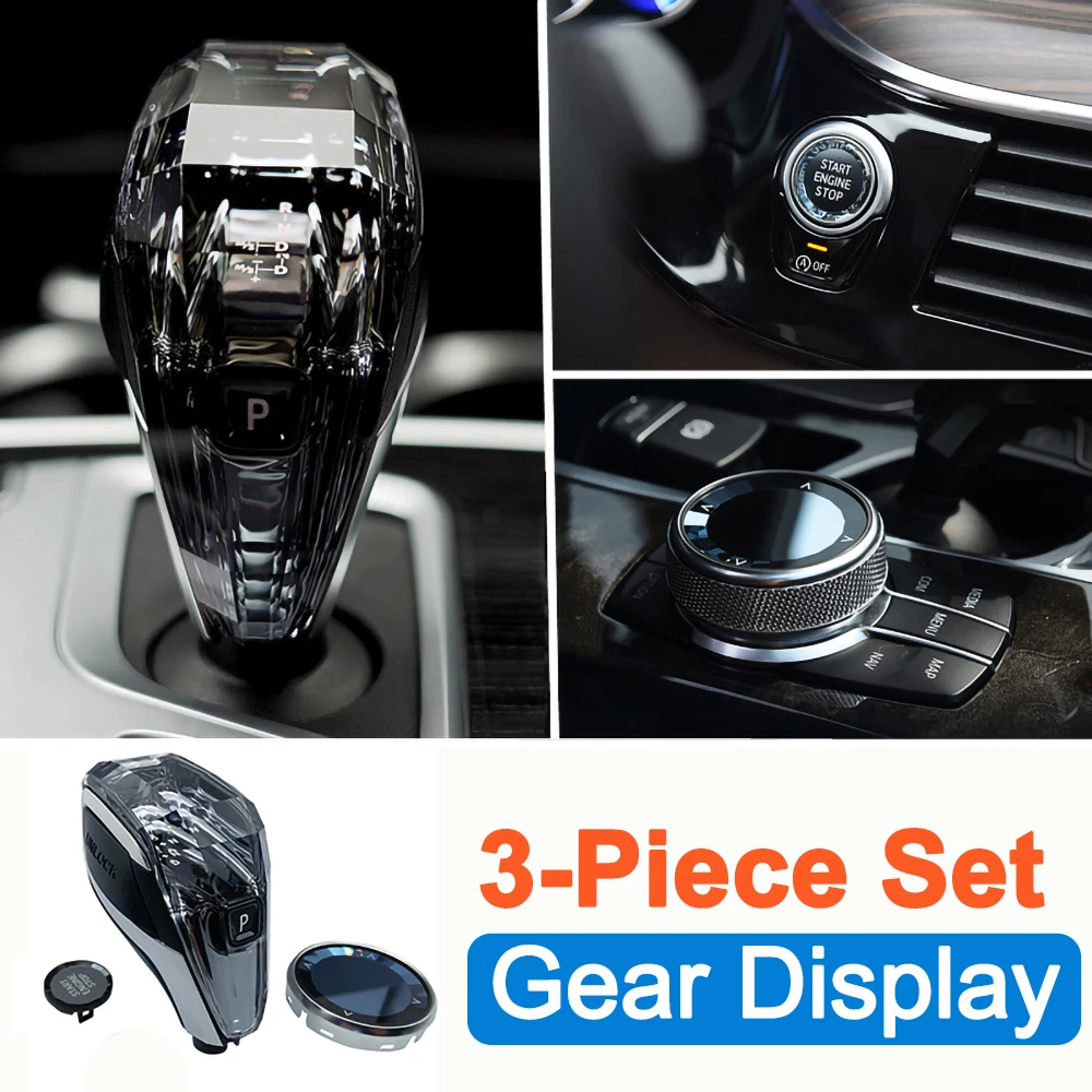 3Piece Set Crystal Gear Shift Knob for BMW G30 G20 X5/X6/6GT/X3i/3/5/7