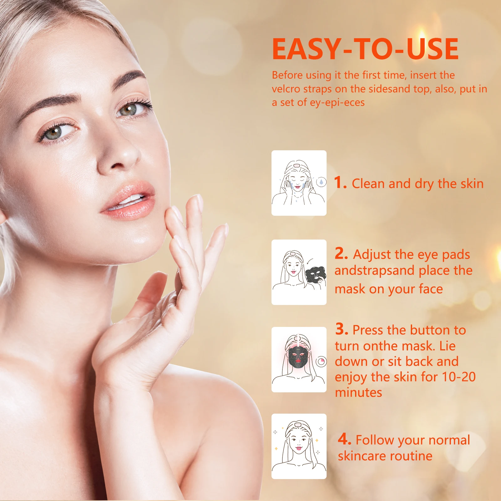 LED mask meter Seven-color Used in Bedroom and Living Room After Facial Cleansing