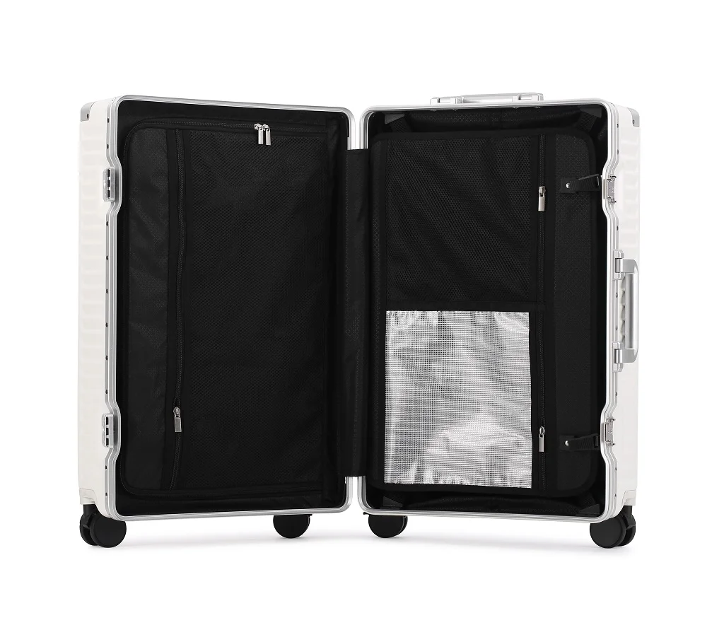 Large Capacity Rolling Luggage Front Opening Aluminum Frame with Cup Holder USB Charging Trolley Case Carry-Ons Travel Suitcases