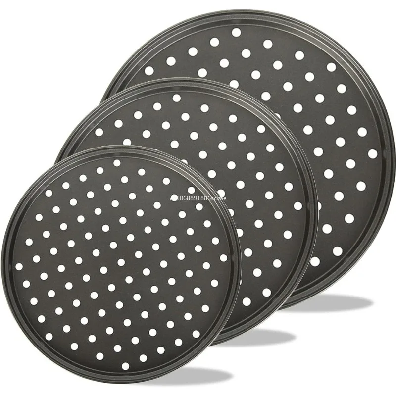 1Pcs Pizza Pans for Oven Round Pan with Holes 26cm Pizza Tray for Oven Baking Steel Accessories Kitchen Tools כף פיצה