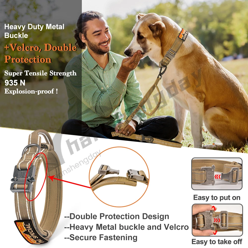 Tactical Military Dog Collar Retractable Leash Set Threetreeproduct