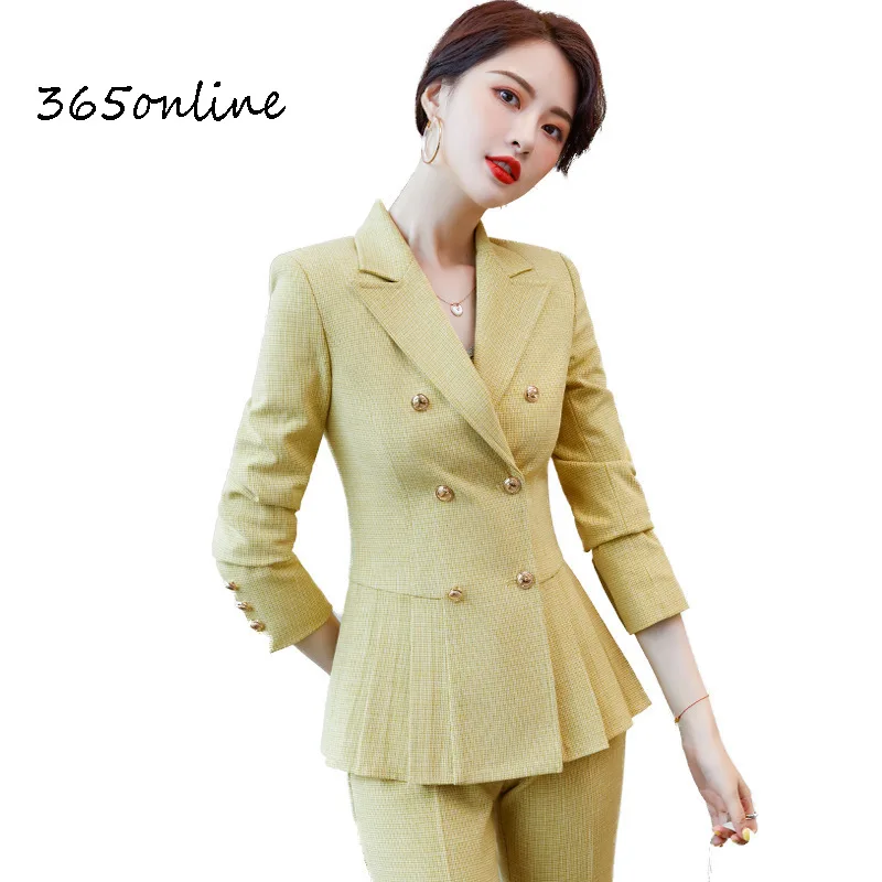 Ladies Office Work Wear Business Suits with Pants and Jackets Coat 2020 Autumn Winter Long Sleeve Career Interview Blazers Set autumn winter 2020 new women s long sleeve professional suit formal trousers set interview career ol work clothes ladies blazers