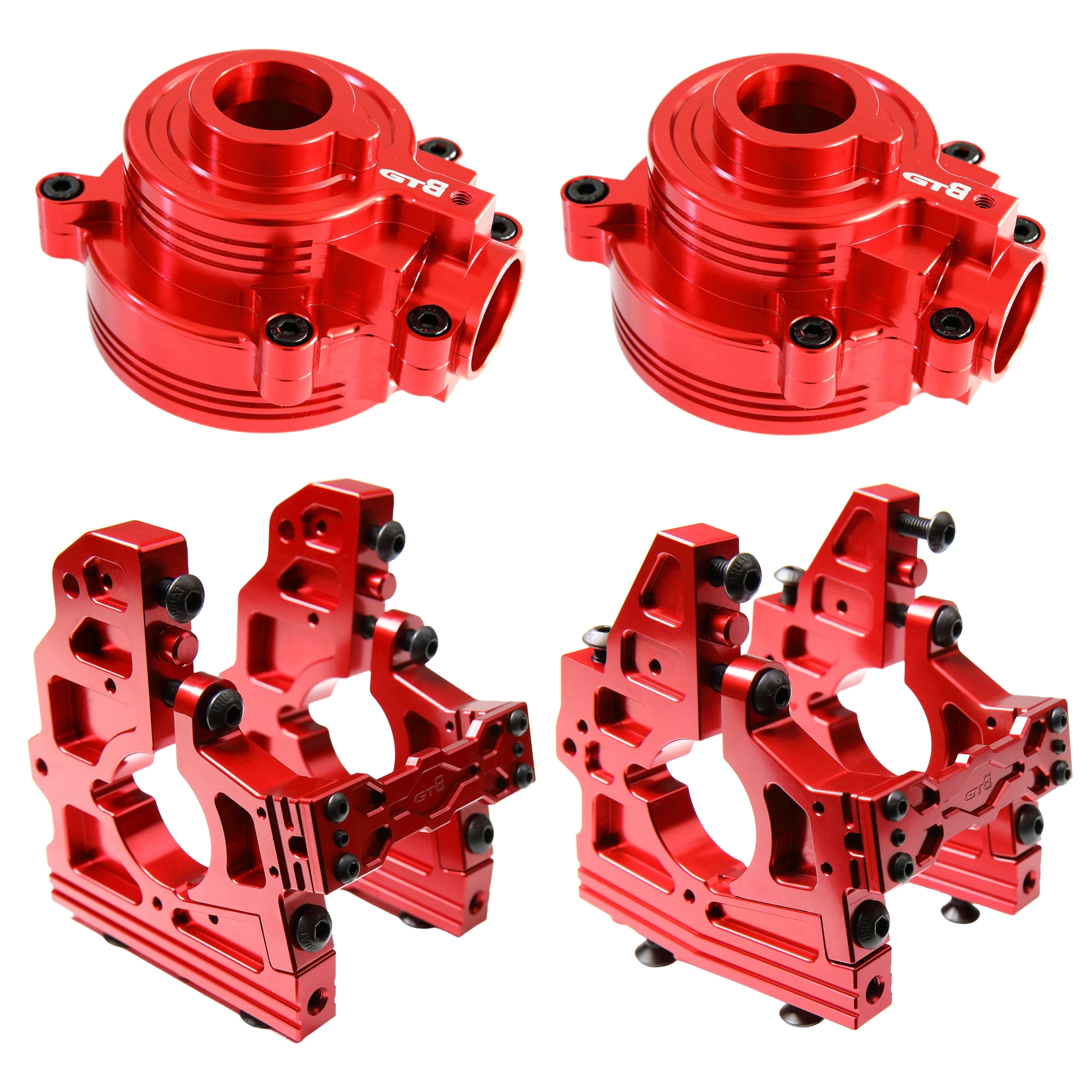 

GTB CNC алюминиевый передний и задний центральный дифференциальный кронштейн, коробка передач для 1/5 RC Car Losi DBXL / DBXL-E 2,0 (серебристый/красный)