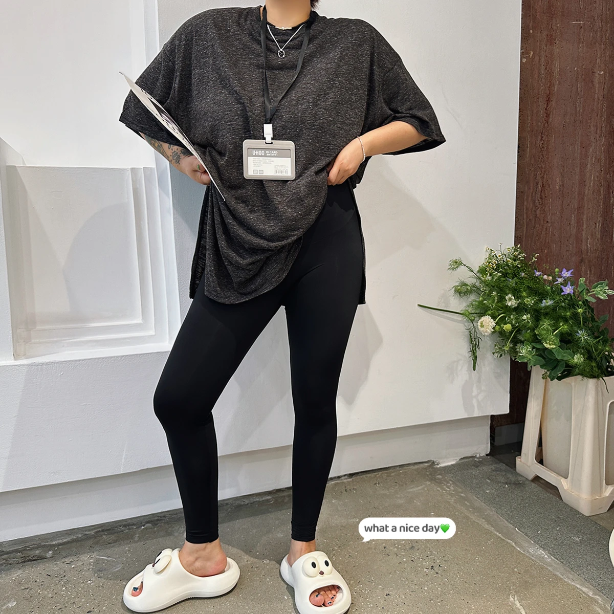 2024 여름 새 스타일 한국어 버전 높은 얇은 슬리밍 빈티지 컬러 우유 피부 강화 여성 유행 Bottoming 바지