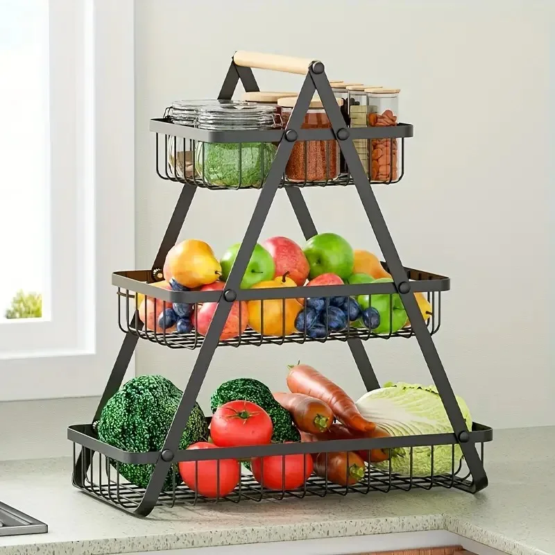 2/3 Tiers Storage Rack Multi-Purpose Fruit And Vegetable Basket Countertop Storage Shelf for Bathroom Home and Kitchen Organizer 5