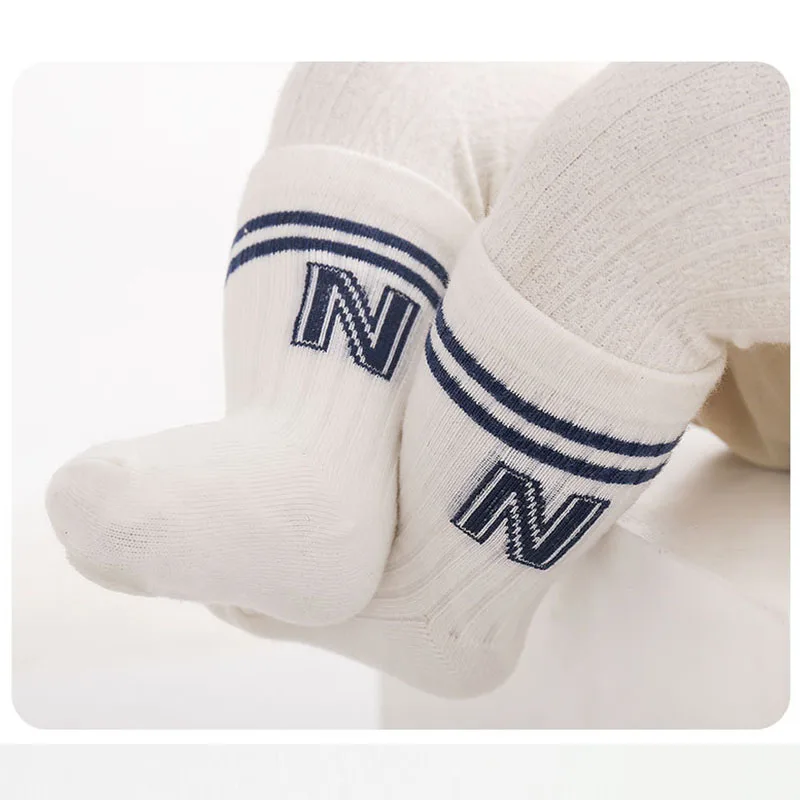 3 pairs baby cotton knitted knee high socks cute stripe