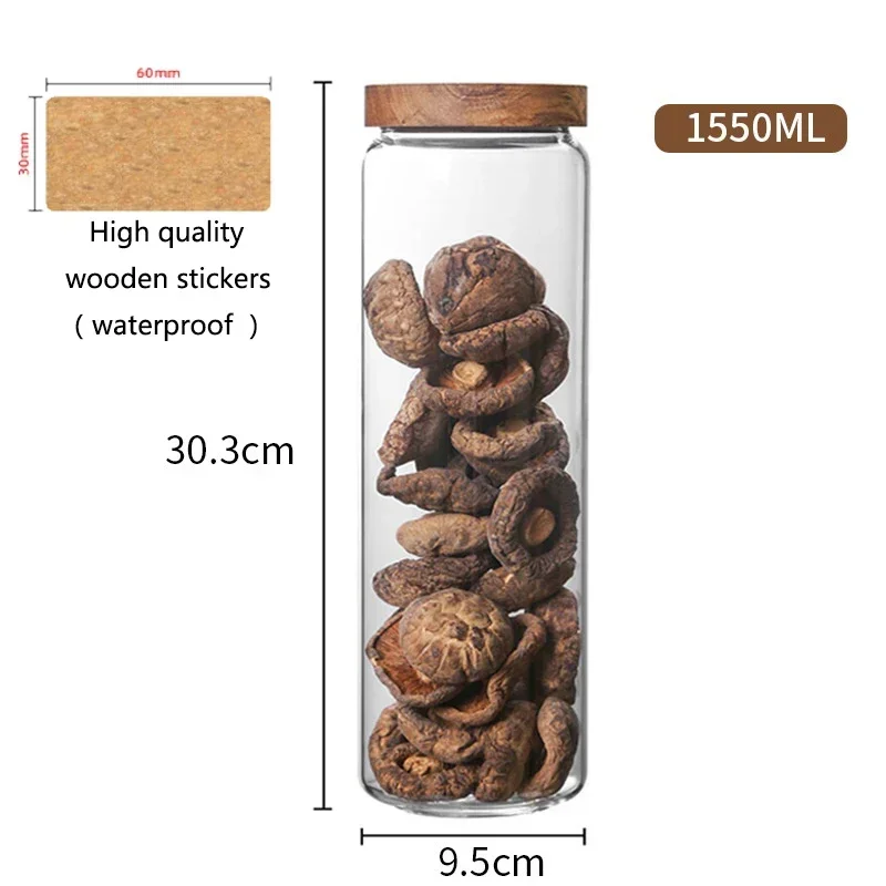 Wood Lid Glass Airtight Kitchen Storage Container