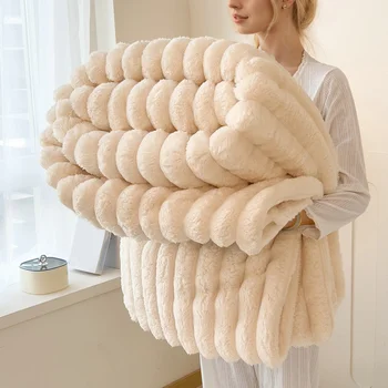 Solid Color Single Layer Flannel Blanket, Nordic Minimalist Home Sofa Throw 1