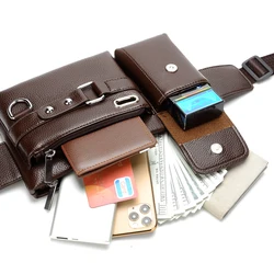 Men's Waist Packs Fanny Bags Solid Color Multipurpose PU Leather Chest Bag Fashion Black/Brown Crossbody Bag