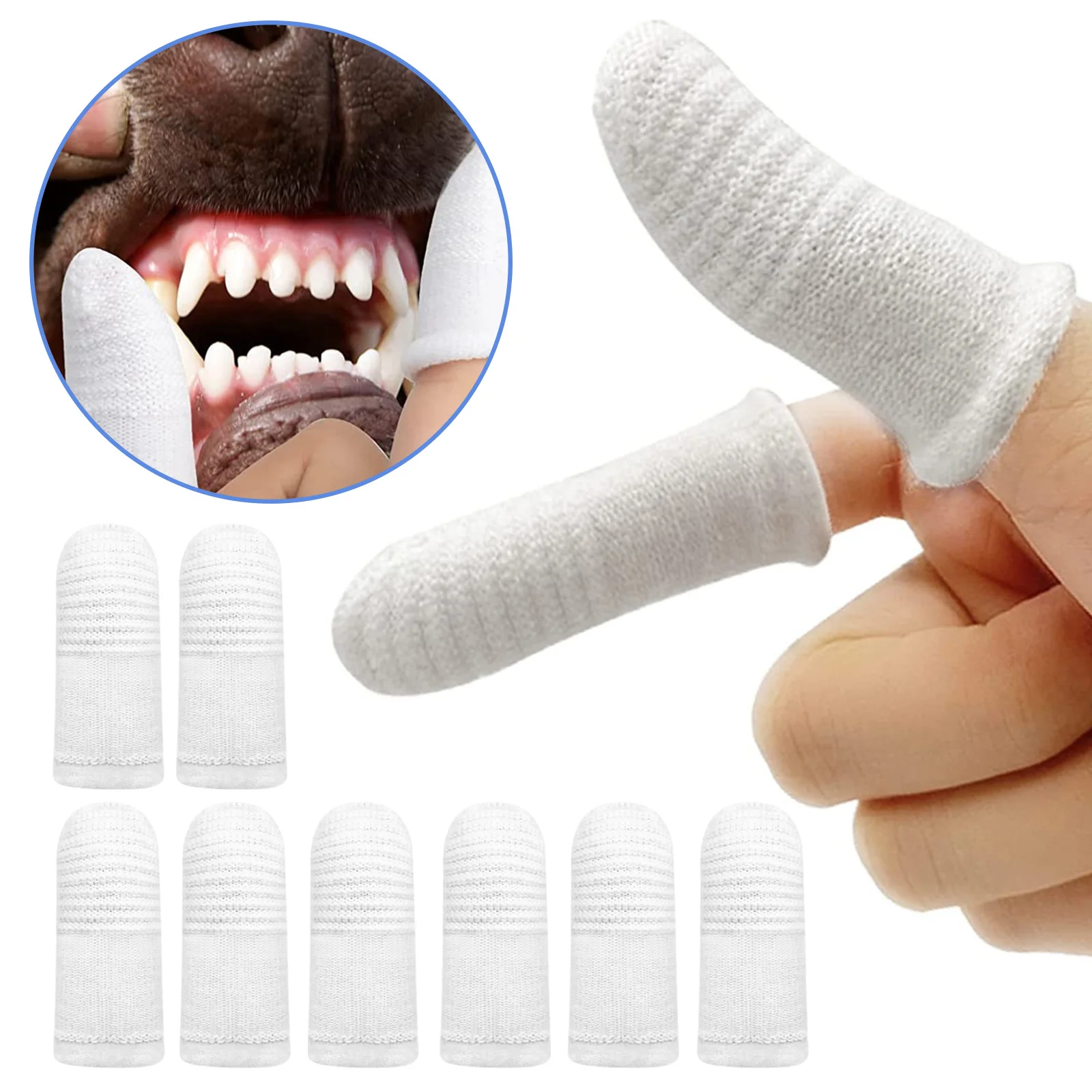 

12pcs Pet Two-finger Brushing Finger Cots Puppy Teeth Oral Cleaning Tool Kitten Finger Toothbrush Pets Care Accessories Supplies