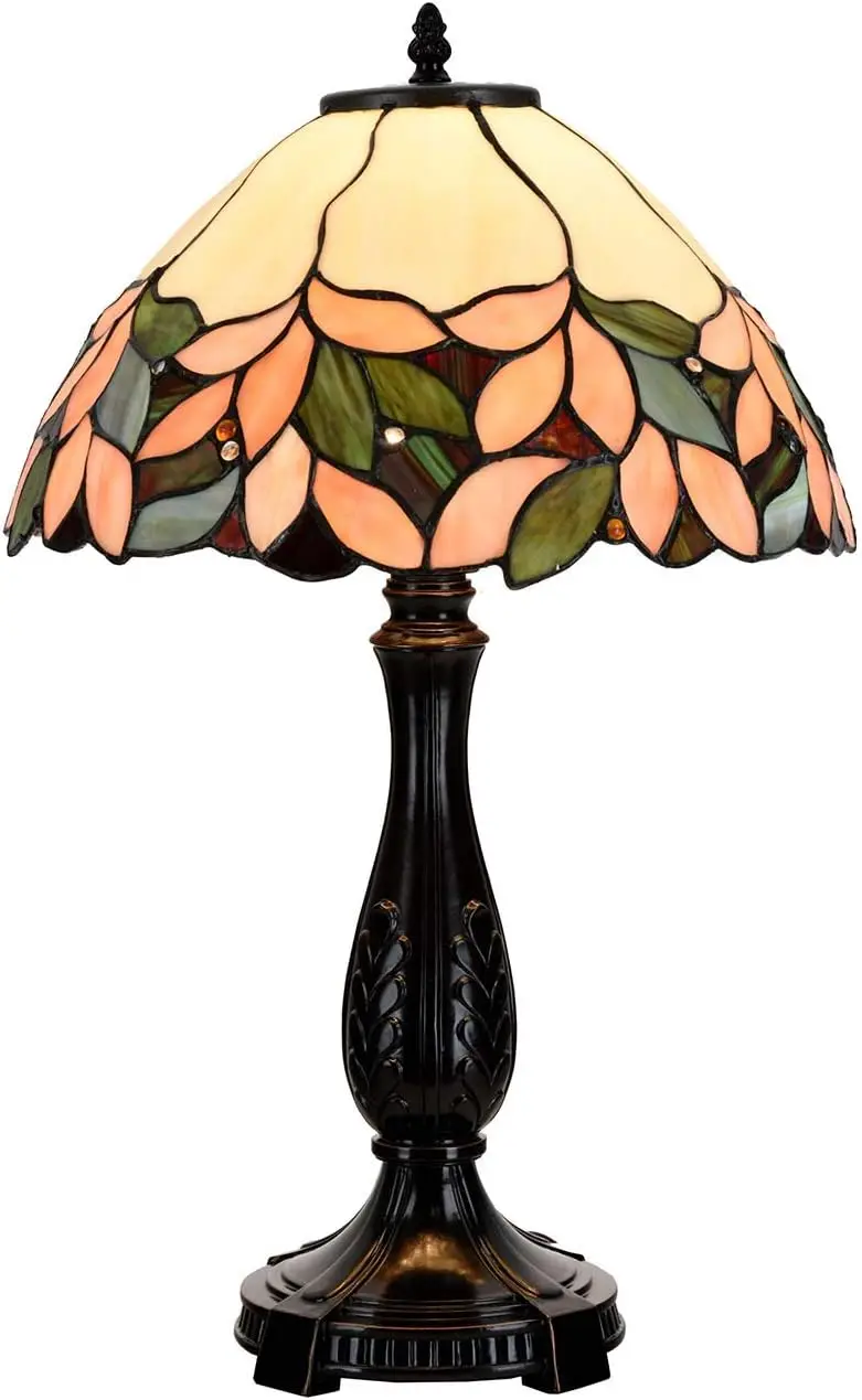 

Pink Wisteria Tiffany Style Stained Glass Table Lamp, 14" W x 22.5" H
