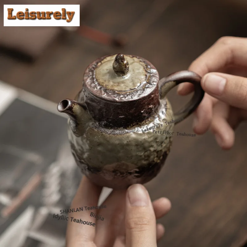 Old Rock Clay Clear Water Teapot Traditional Tea Infuser Pot Tea Making Kettle With Ball Hole Tea Ceremony Collection Supplies