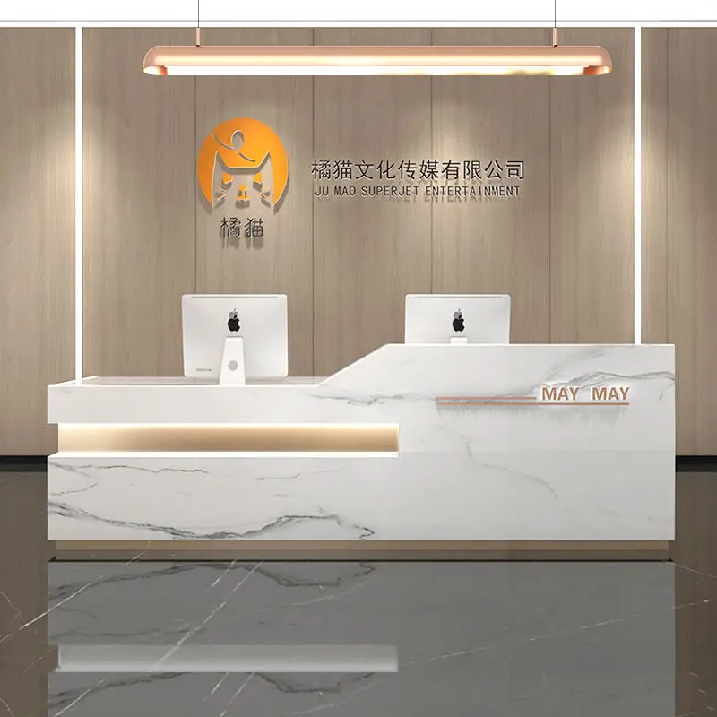 

White Modern Reception Desks Office Cashier Commercial Aesthetic Lectern Business Simple Luxury Display Escrivaninha Furniture